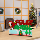 Enfeite De Natal Placa Decorativa Para Mesa Mdf Feliz Natal 11cm