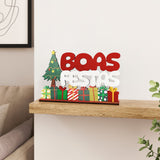 Enfeite De Natal Placa Para Decoração De Mesa Mdf Boas Festas 18cm