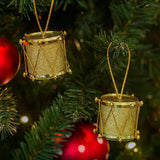 Enfeite Natal Tambor Glitter 3,7cm com 6