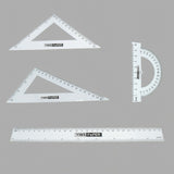 Conjunto Geométrico 4 Peças Régua 30cm Esquadro 45° Esquadro 60° e Transferidor 180° Yins Paper