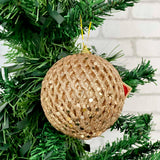 Bola De Natal Decorada Luxo Colmeia Com Glitter 8Cm