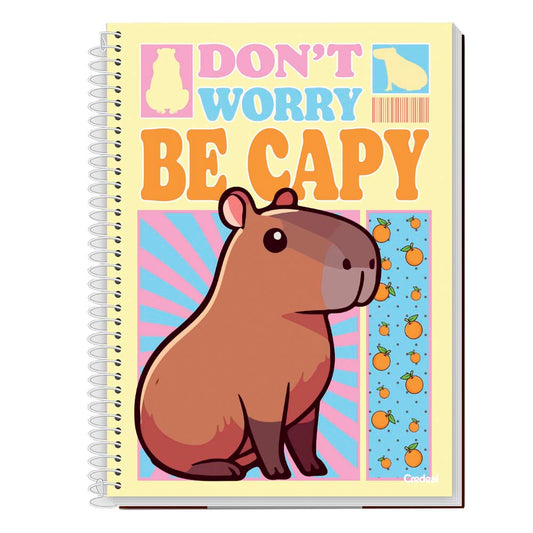Caderno Universitário Capa Dura 1 Matéria Capivara Fofa 80 Folhas Credeal