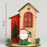 Enfeite De Natal Casinha MDF 15cm Decorada Com Luz