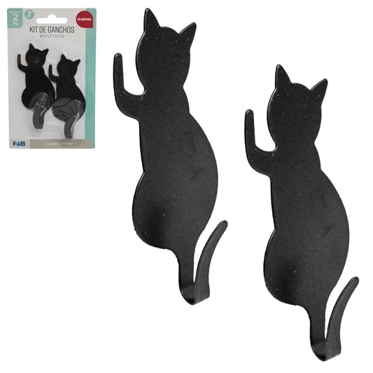 Kit De Gancho Autoadesivo Gato Com 2 Peças