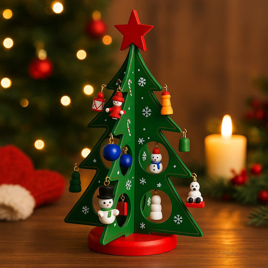 Enfeite De Natal Mini Árvore Madeira Para Montar 25 Peças