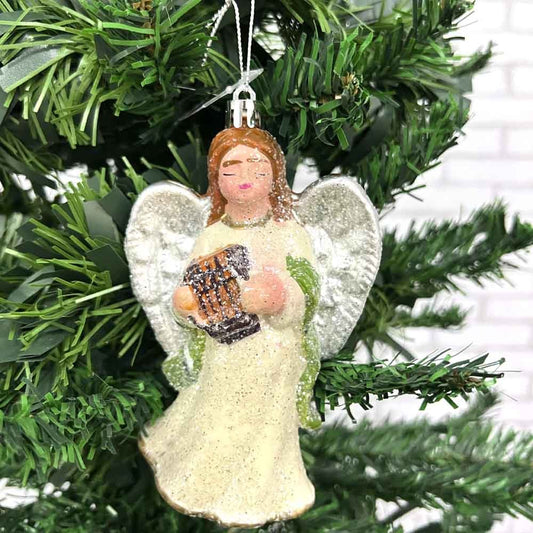 Enfeite De Natal Anjinho Com Glitter 13cm