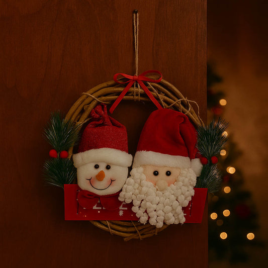 Guirlanda De Natal Luxo Papai Noel Boneco De Neve Decoração Para Porta