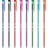 Kit Caneta Esferográfica Tik Ponta Fina Com 8 Cores Sertic