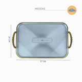 Bandeja Retangular Multiuso Decorativa Luxo com Alças Detalhadas