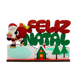 Enfeite De Natal Placa Decorativa Para Mesa Mdf Feliz Natal 11cm