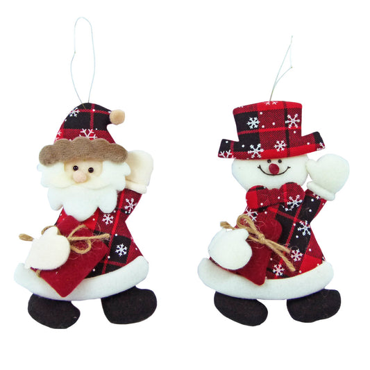 Enfeite Boneco Natal Xadrez 17cm