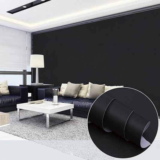 Papel De Parede Liso Autoadesivo 5 Metros Para Sala Quarto Cozinha Preto e Branco