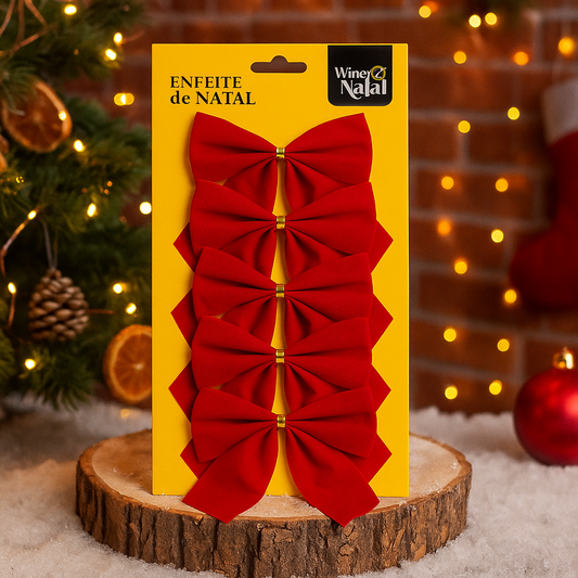 Laço de Natal Vermelho 9cm Com 5
