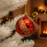 Bola De Natal N°8 Decorada Vermelho E Dourado Com 4