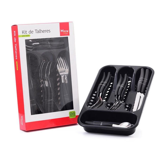 Conjuntos De Talheres Com 25 Peças + Organizador Gaveteiro De Talher