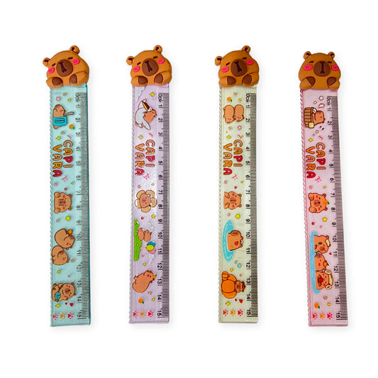 Régua Escolar 15cm Capivara Fofa com Topper 3D