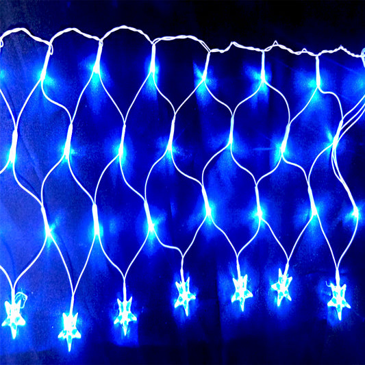 Rede 120L Led Com Estrela Azul 8 Funções