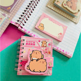 Kit Mini Caderno E Bloquinho De Anotações Autoadesivo Capybara Fofa
