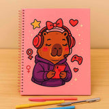 Caderno Grande Capa Dura 10 Matérias Capivara Mood