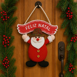 Enfeite De Porta Guirlanda De Natal Decorativa Papai Noel/Boneco De Neve 27cm
