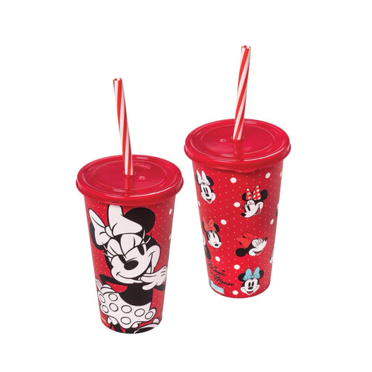 Copo Minnie Com Tampa e Canudo 500ml Para Colorir