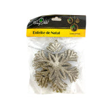 Enfeite Natal Floco Neve Gliter 8Cm Com 3
