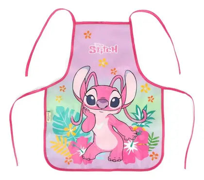 Avental Escolar Infantil Stitch e Angel Disney Para Pintura