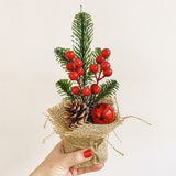 Enfeite De Natal Mini Arranjo Pinha/Bola/Azevinho Decoração Para Mesa 20cm