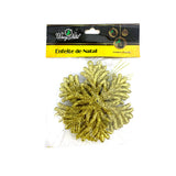 Enfeite Natal Floco Neve Gliter 8Cm Com 3