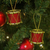 Enfeite Natal Tambor Glitter 3,7cm com 6