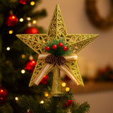 Enfeite De Natal Ponteira Estrela Vazada Decorada 20cm