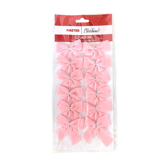 Laço de Natal Rosa 5,5 cm com 12
