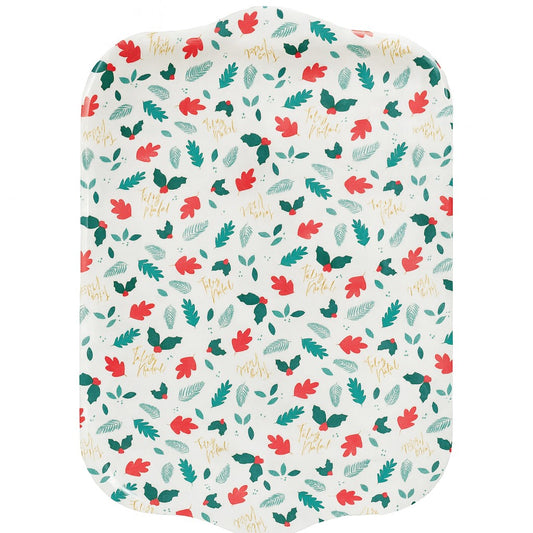 Bandeja Natalina Decorada Retangular 24cm