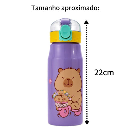 Garrafa Capivara Fofa Com Alça Para Transporte 550ml