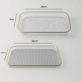 Bandeja Retangular Decorativa Multiuso com Borda Dourada