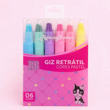 Giz De Cera Retrátil Rebecca Bonbon Tons Pastel Com 6 Cores SkyPaper