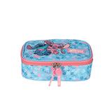 Estojo Box Escolar Stitch e Angel 36 Elásticos 100 Pens Original Disney Luxcel
