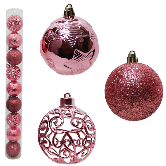 Bola Natal Nº6 Decorada Rosa Com 9