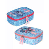 Estojo Box Escolar Stitch e Angel 36 Elásticos 100 Pens Original Disney Luxcel