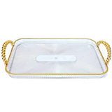 Bandeja Luxo Decorativa Com Alças Sofisticadas Decoração Casa Multiuso