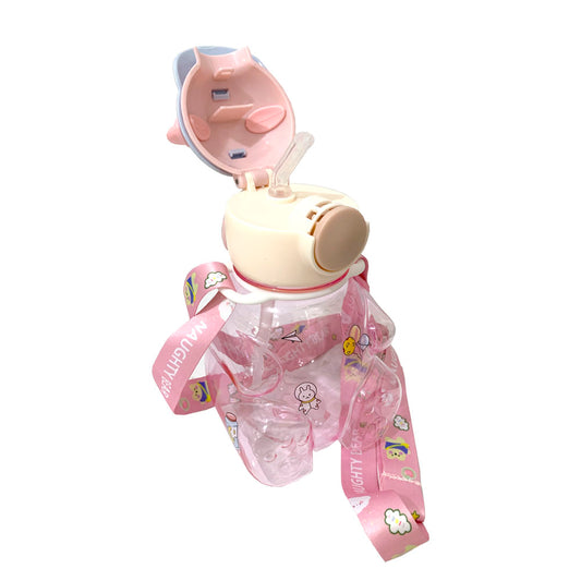 Garrafa Fofa Ursinho Com Boné + Adesivos Divertidos