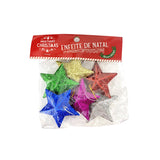 Enfeite De Natal Estrela Glitter 7cm Com 6