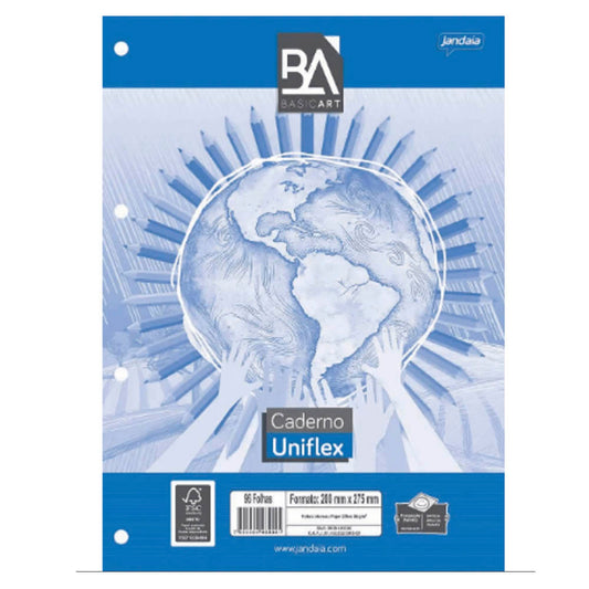 Folha De Fichário Universitário World Color 96 Folhas Jandaia