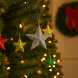 Enfeite De Natal Estrela Glitter 7cm Com 6
