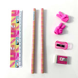 Kit Escolar Infantil Papelaria Divertida Menina/Menino Com 7 Peças