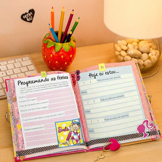 Diário Da Barbie Meu Livro De Segredos Com Caneta Mágica E Cadeado De Coração