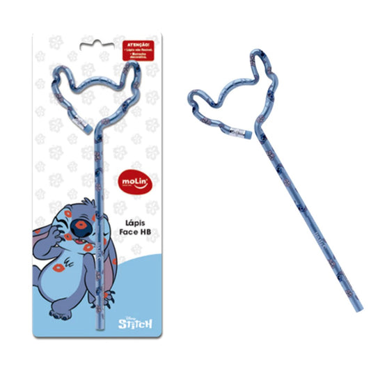 Lápis Preto Fofo Face Do Stitch Molin