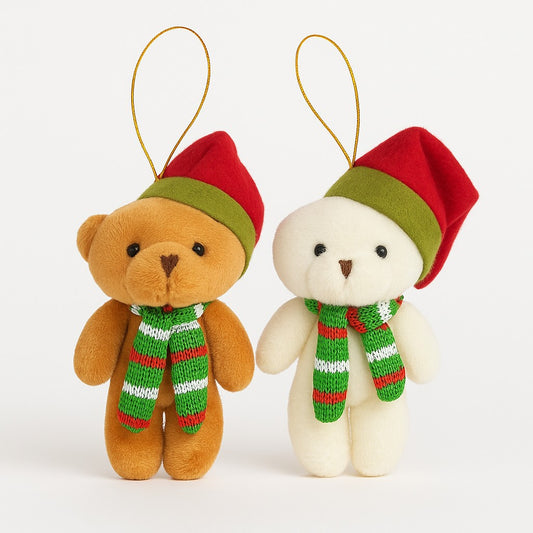 Enfeite de Natal Pendente Ursinho Com Gorro Decoração De Natal 11cm