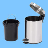 Lixeira Inox Com Pedal e Cesto Interno Removível 5L Para Cozinha Banheiro Escritório