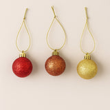 Kit Pendente De Natal Bolinhas Com Glitter 2cm Com 12 Decoração Enfeite Para Árvore